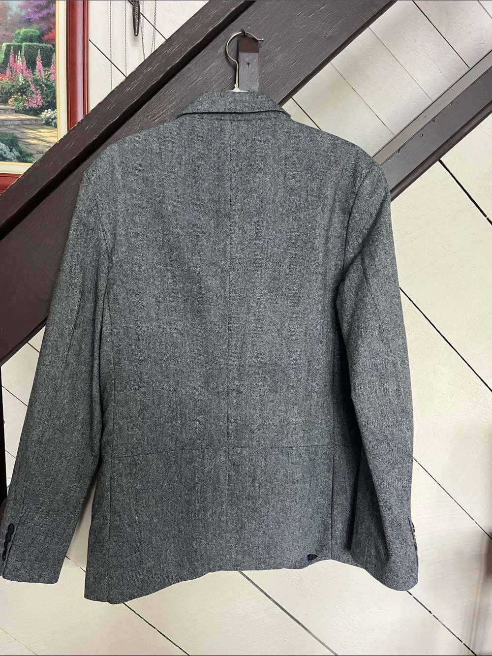 Kenneth Cole Reaction Gray Single-Breasted Notch Lapel Blazer